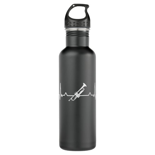 Trumpet Jazz Music Heartbeat Funny Gift 710 Ml Water Bottle (Front)