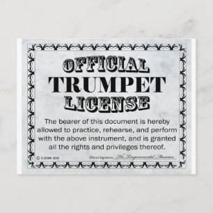 Trumpet License Postcard
