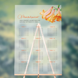 Trumpet lilies wedding 12 table seating chart 