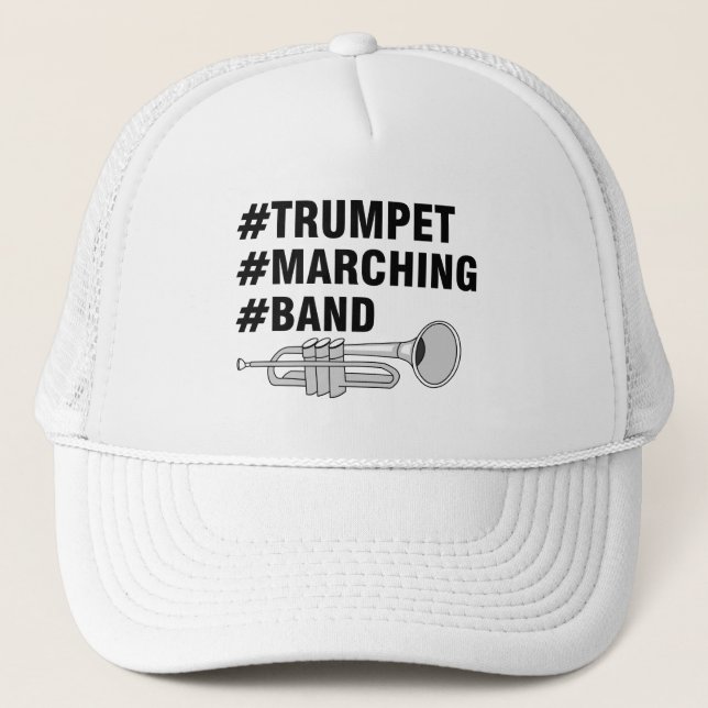 Trumpet Marching Band Hashtags Trucker Hat (Front)