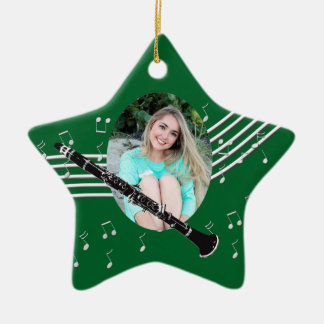 Trumpet Music Green Star Ceramic Ornament