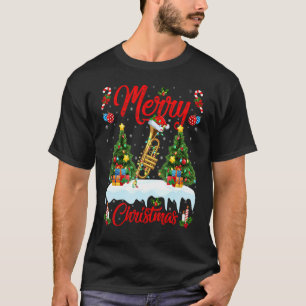 Trumpet Music   Lights Xmas Tree Santa Trumpet Chr T-Shirt