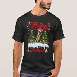 Trumpet Music Lights Xmas Tree Santa Trumpet Chri T-Shirt