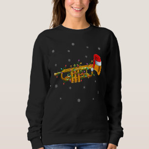 Trumpet Music Lover Xmas Lights Santa Trumpet Chri Sweatshirt