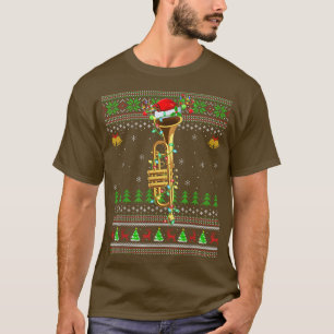 Trumpet Music Lover Xmas Santa Trumpet Ugly Christ T-Shirt