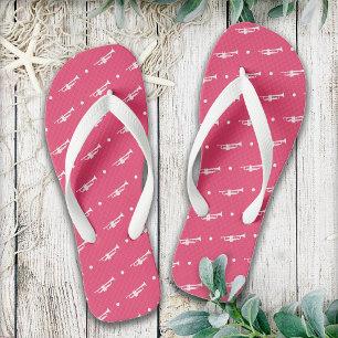 Trumpet Music & Marching Band Musician Gift Pink  Jandals