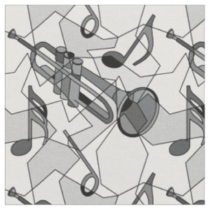 Trumpet Music Note Fragments Fabric