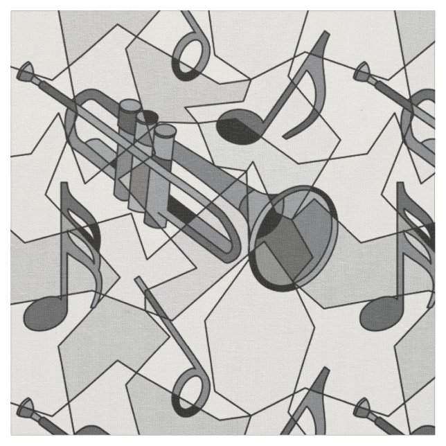 Trumpet Music Note Fragments Fabric (Close Up)