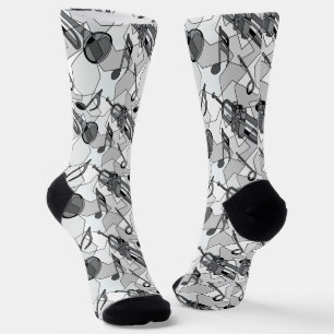 Trumpet Music Note Fragments Socks