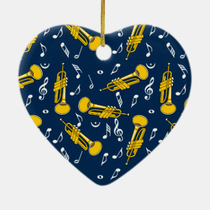 Trumpet Music Notes Pattern Ceramic Tree Decoration