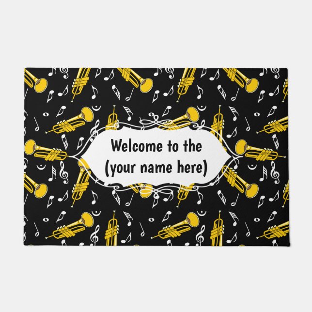 Trumpet Music Notes Pattern Doormat (Front)