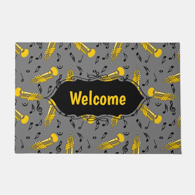 Trumpet Music Notes Pattern Doormat (Front)
