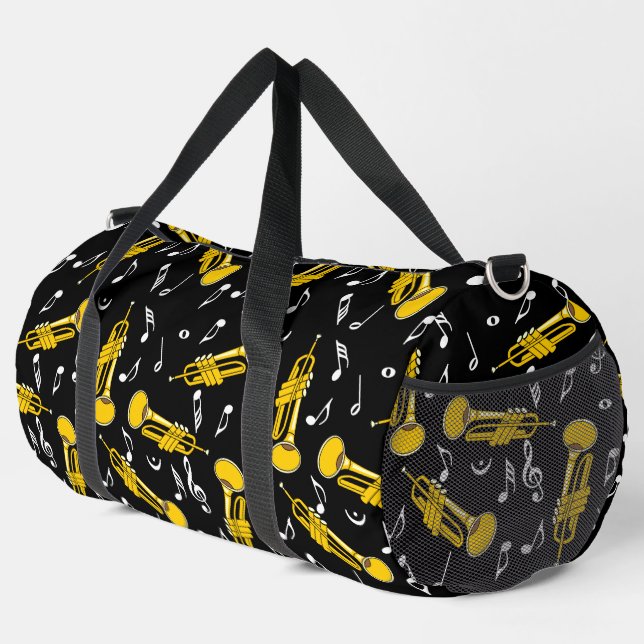 Trumpet Music Notes Pattern Duffle Bag (Right Corner)