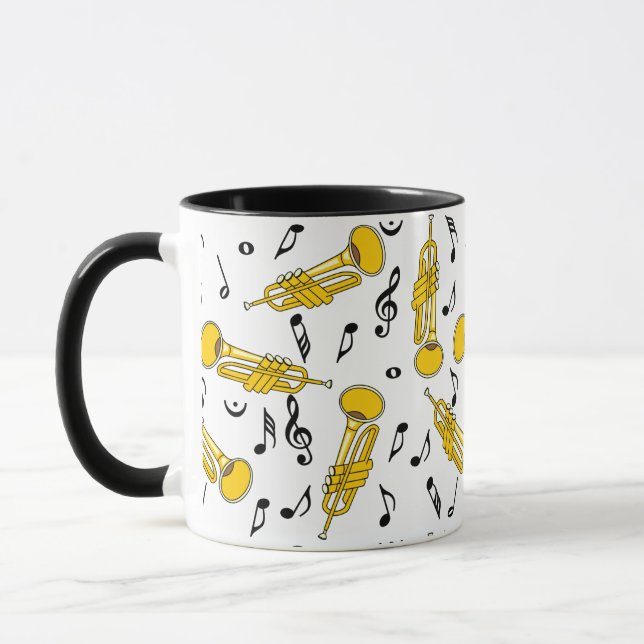 Trumpet Music Notes Pattern Mug (Left)