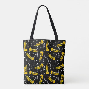 Trumpet Music Notes Pattern Tote Bag