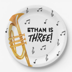 Trumpet Music Theme Birthday Party Paper Plates