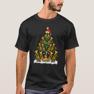 Trumpet Music Xmas Lights Trumpet Christmas Tree T-Shirt