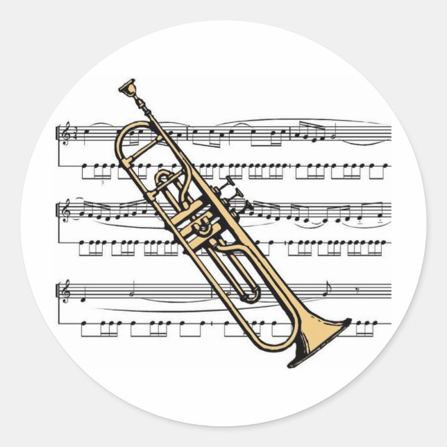 Trumpet musical 11 B Classic Round Sticker (Front)