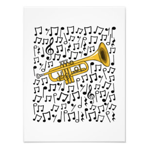Trumpet Musical Notes Trumpeter Brass Musician Photo Print