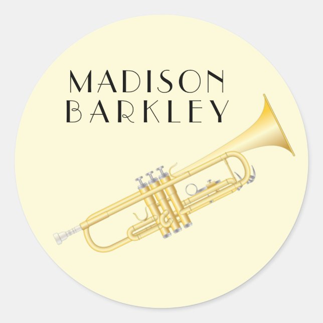 Trumpet Musician Band Teacher Oval Sticker (Front)