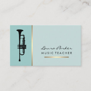 Trumpet Musician Music Teacher Instrument Gold Bus Business Card