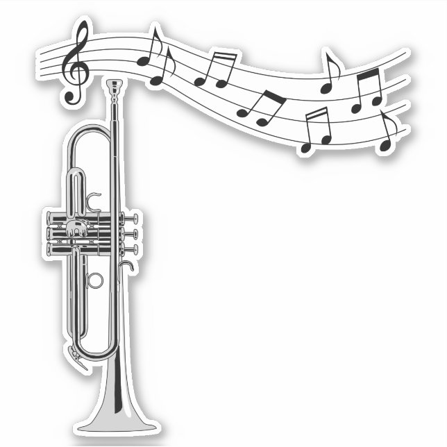 Trumpet Musician With Music Notes (Front)