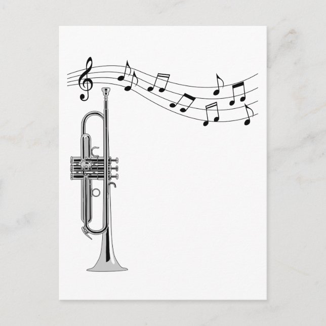 Trumpet Musician With Music Notes Postcard (Front)