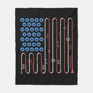 Trumpet Player 4th Of July Jazz Music USA Trumpet Fleece Blanket
