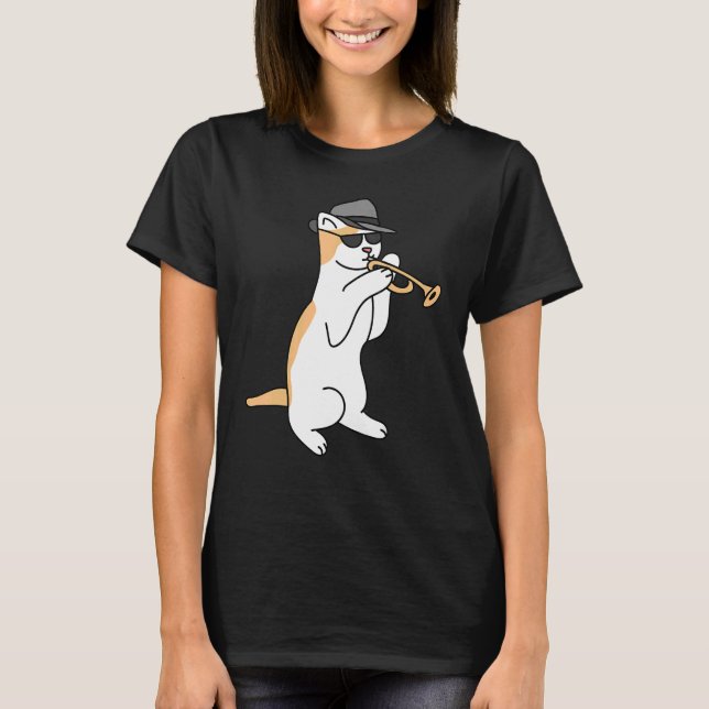 Trumpet Player Cat Jazz T-Shirt (Front)