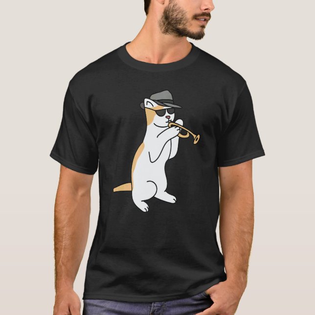 Trumpet Player Cat Jazz   T-Shirt (Front)