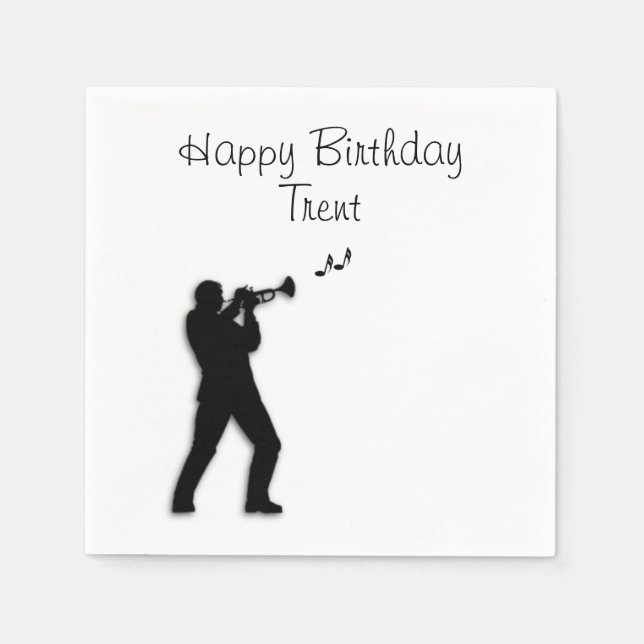 Trumpet Player Custom Birthday Napkin (Front)