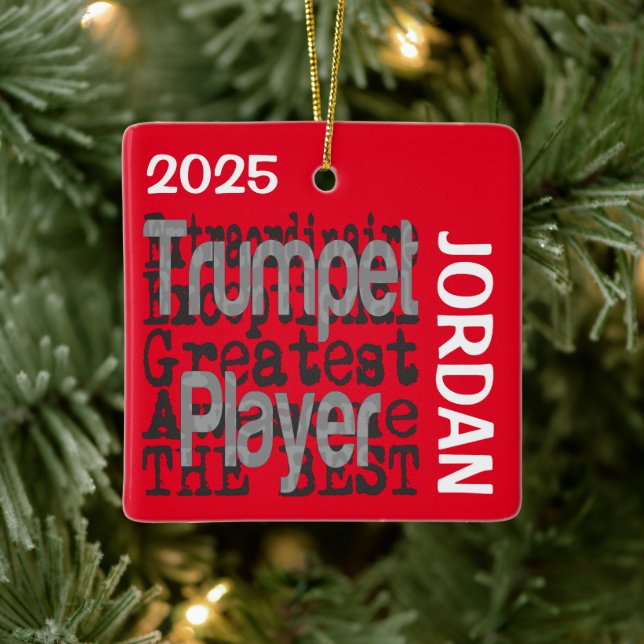 Trumpet Player Extraordinaire CUSTOM Ceramic Ornament (Tree)