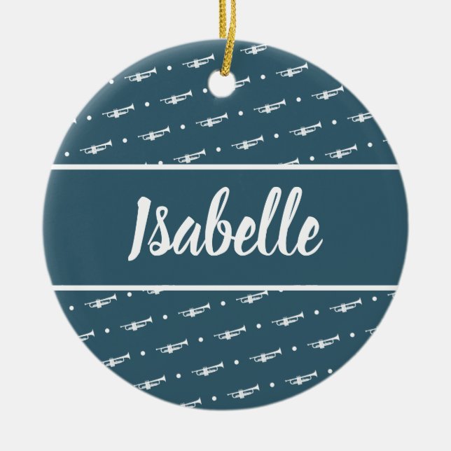 Trumpet Player Gift Custom Personalised Musician Ceramic Tree Decoration (Front)