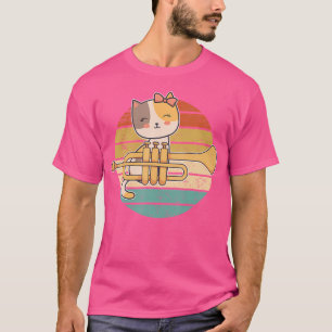 Trumpet Player Graphic Tee Trumpeter I Cute Cat Wi