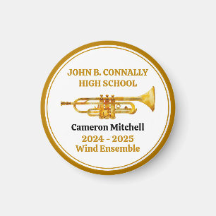 Trumpet Player High School Band Gold Personalised Magnet