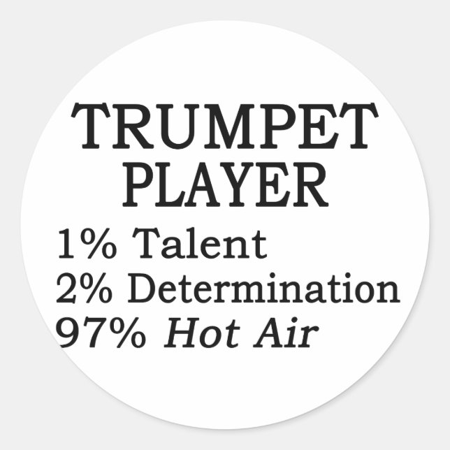 Trumpet Player Hot Air Classic Round Sticker (Front)