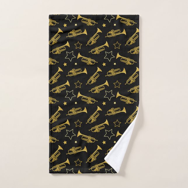 Trumpet Player Marching Band Hand Towel (Hand Towel)