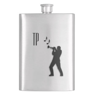 Trumpet Player Monogram Hip Flask