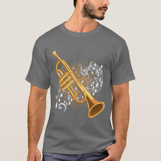 Trumpet Player Musical Notes Jazz Music Art friend T-Shirt