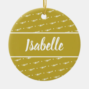 Trumpet Player Musician Gift Personalised Custom Ceramic Tree Decoration