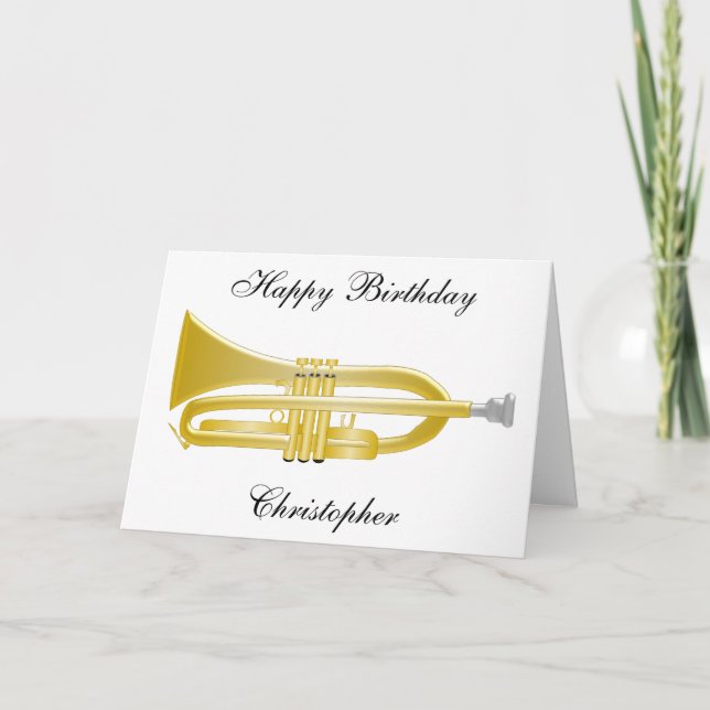 Trumpet Player Personalised Birthday Card (Front)
