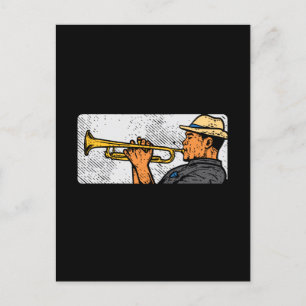 Trumpet Player Retro Trumpet Jazz Music Postcard