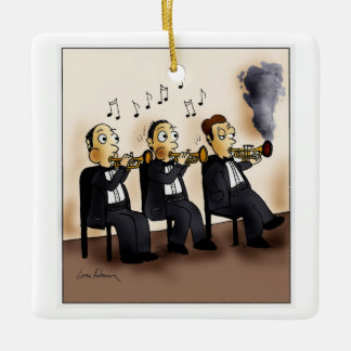 Trumpet Player Smoking Cartoon Ceramic Ornament