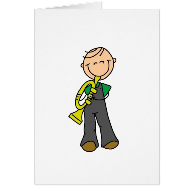 Trumpet Player Stick Figure Card (Front)