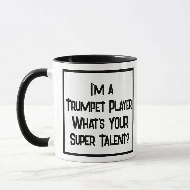 Trumpet Player Super Talent. Two Tone Coffee Mug (Left)
