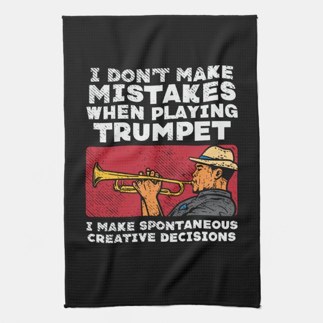 Trumpet - Playing A Trumpet Tea Towel (Vertical)