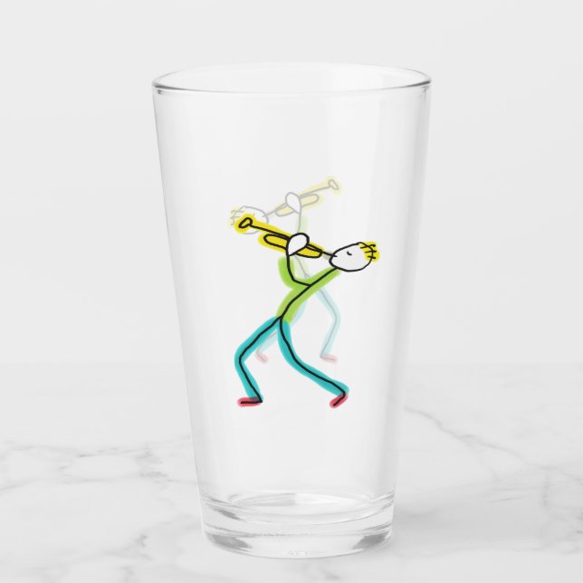 Trumpet Playing Stickman Glass (Front)