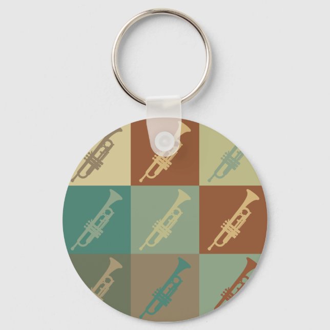 Trumpet Pop Art Key Ring (Front)