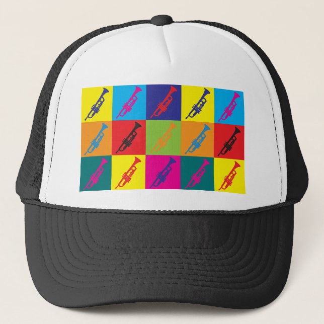 Trumpet Pop Art Trucker Hat (Front)
