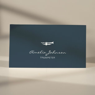 Trumpet Professional Brass Teacher Navy Blue Business Card